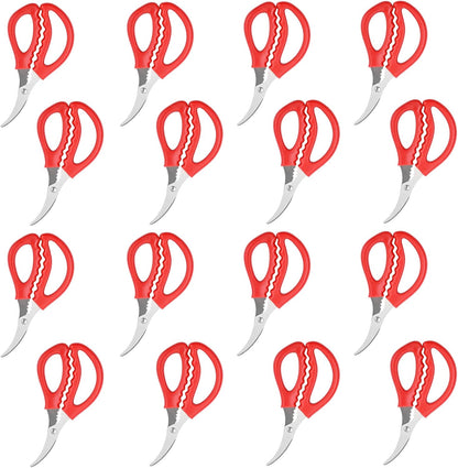 16PCS Red Seafood Scissors Bulk - Multifunctional Crab Leg Crackers for Kitchen Seafood Peeling