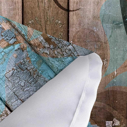 JAWO Teal Dahlia Shower Curtain Set with 12 Hooks - Dahlia Flower on Rustic Wooden Plank Country Style, Waterproof Bath