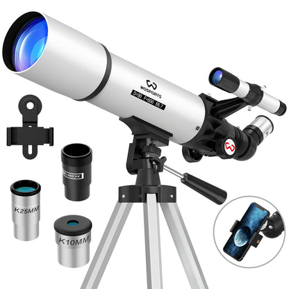 WOSPORTS Telescope for Adults High Powered, 90mm Aperture 600mm Astronomy Portable Professional Refractor Telescope for Beginners, Magnification 180X, with Adjustable Tripod, Phone Adapter, Carry Bag
