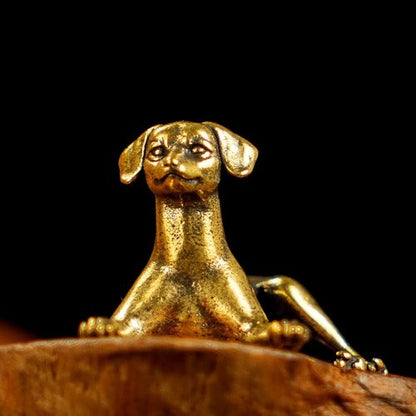 CHOVY Retro Crawling Dog Sculpture - Handcrafted 100% Solid Brass | Unique Home Decor Accent Piece