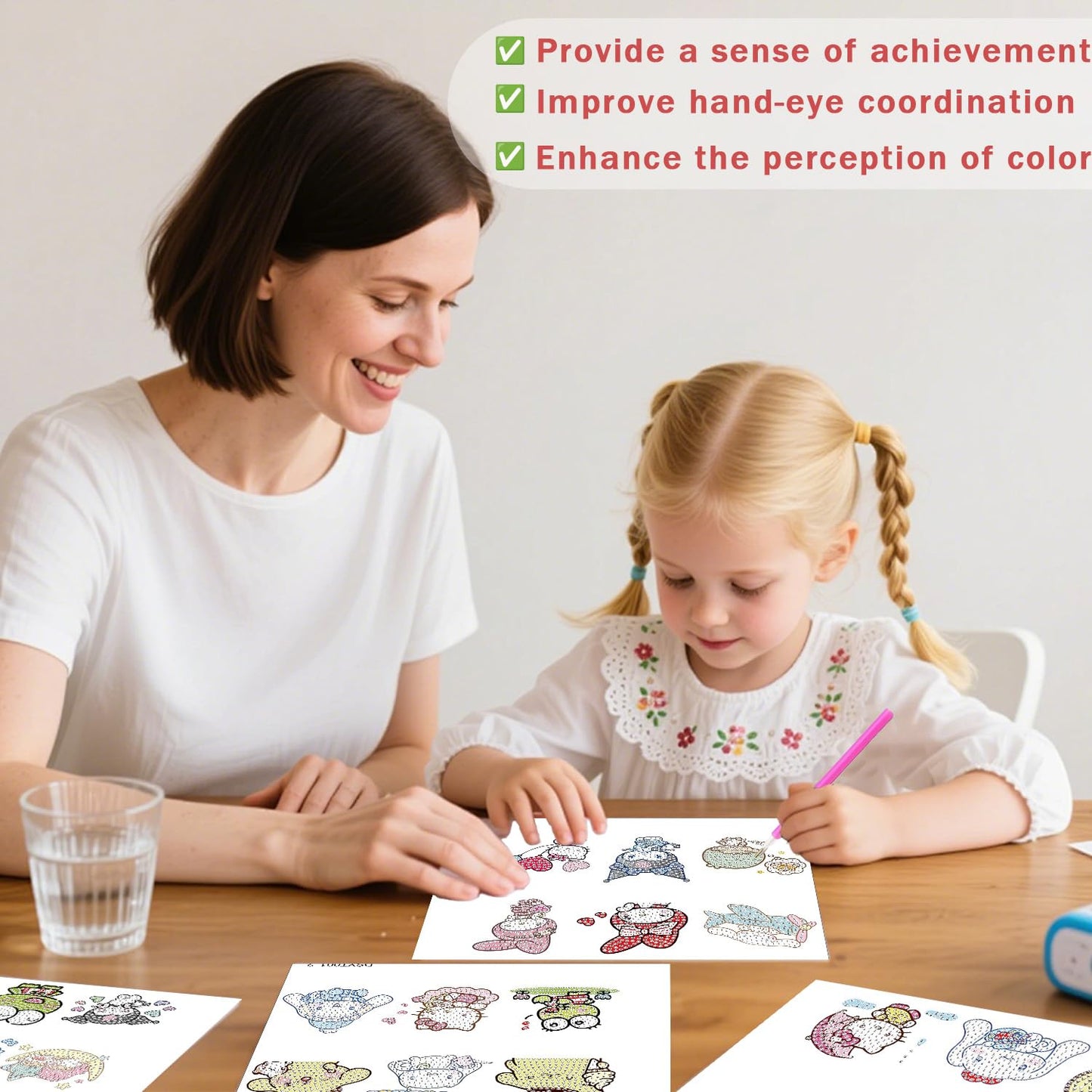 CYNART 48 Pcs Diamond Art Stickers for Kids, Small Diamond Painting Stickers Kits for Kid, Mini Diamond Painting Arts and Crafts for Kids Ages 8-12 for Birthday Party Holiday Gifts
