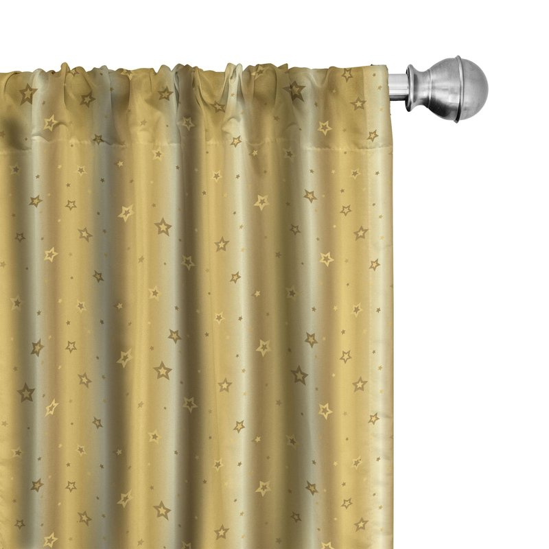 Ambesonne Retro Curtains, Old Fashioned Vibrant Background with Star Abstract Design Print, Window Treatments 2 Panel Set for Living Room Bedroom, Pair of - 28" x 84", Yellow