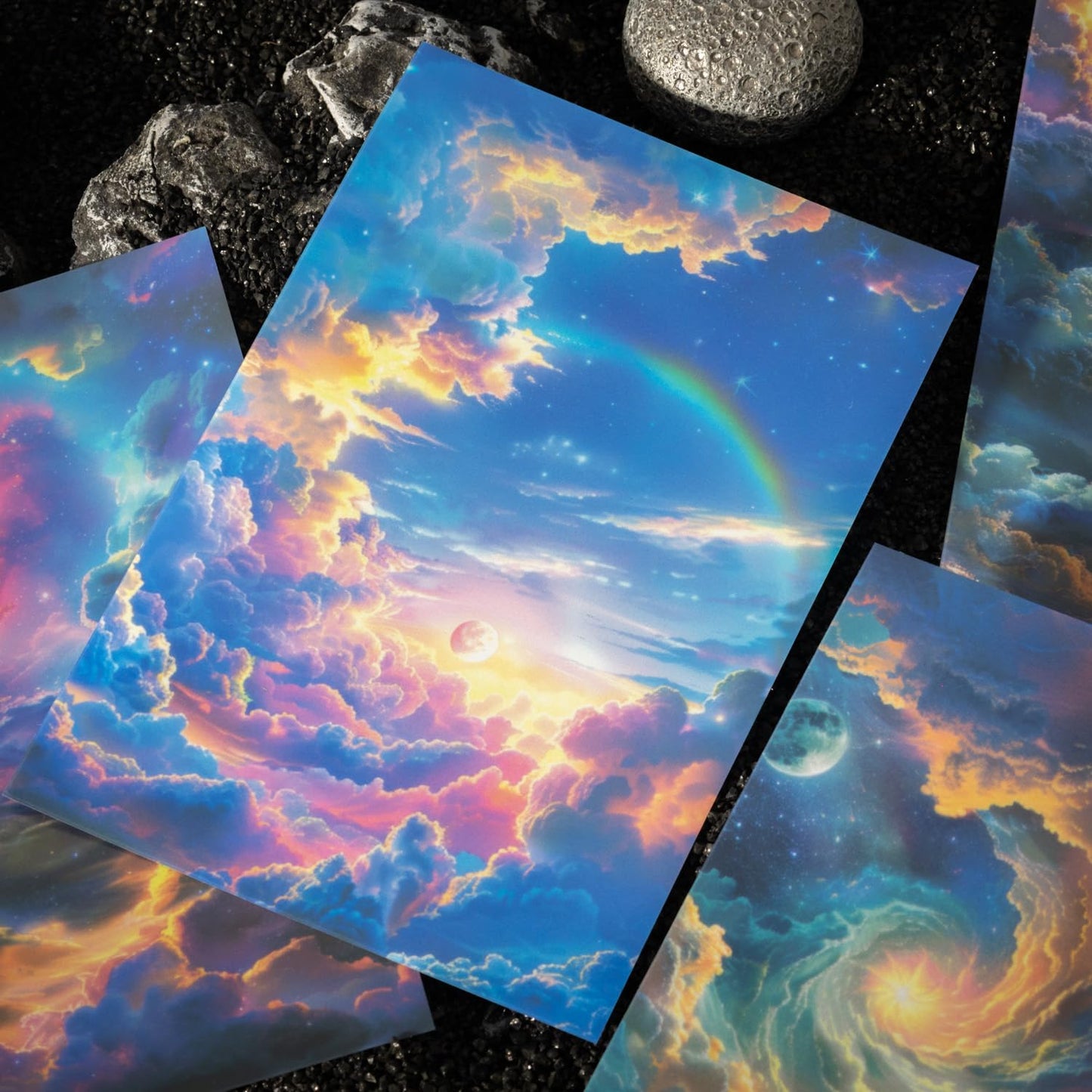 AuriicLeaf Large Galaxy & Aurora PET Stickers Set, 60 PCS Aesthetic Sky Stickers for Scrapbooking, Journaling, DIY Crafts, and Art Supplies