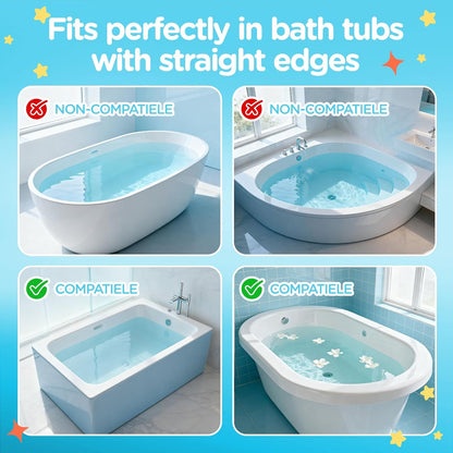 Nelebe Rhh 3FT Dolphin Pattern Bathtub Splash Guard Play Shelf for the Wide &Straight Bathtub Edge Toy Tray Caddy