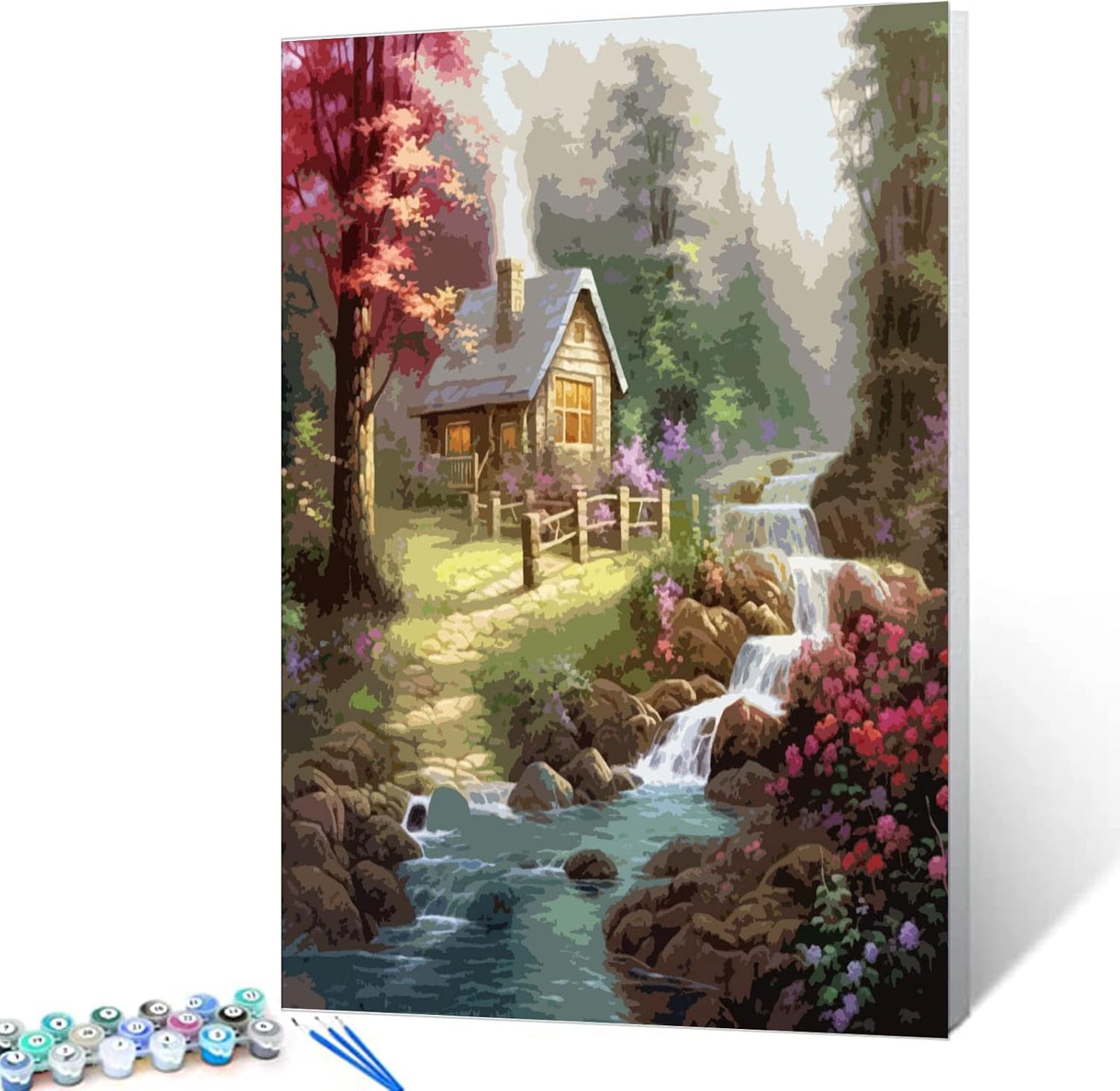 Tucocoo Wildflower DIY Paint by Number for Adults, Rustic House Digital Oil Painting Kits on Canvas for Home Decor