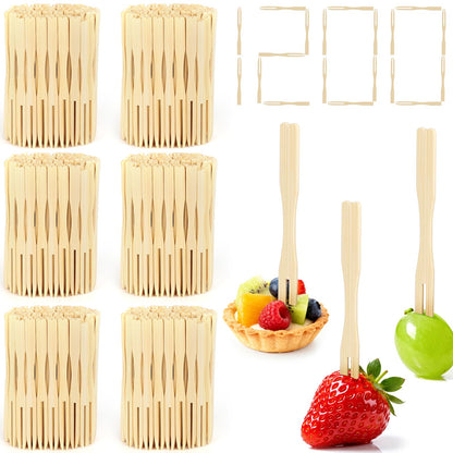 1200PCS Bamboo Appetizer Forks, 3.5 Inch Mini Bamboo Forks for Charcuterie Boards Accessories, Wooden Toothpicks for Appetizers, Disposable Small Fruit Food Cocktail Picks for Party Supplies