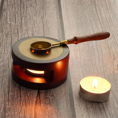 Yoption Rose Wood Wax Seal Warmer with Melting Spoon Kit, Wax Sticks, Beads, Furnace Tool Stove Pot (#1)