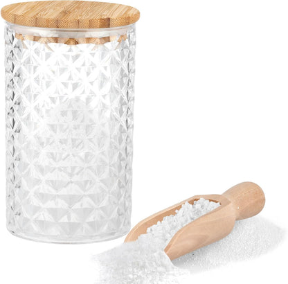DOSTATNI 1200ML/42OZ Acrylic Bath Salt Jar with Wooden Scoop Bath Salt with Lids and Scoop Bath Salt Container Bath