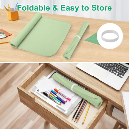 EEEKit Silicone Mat for Crafts, 23.6" x 15.7" Painting Mat with Raised Sides to Stay Tidy, Silicone Crafting Sheet for Crafts Creation, Green
