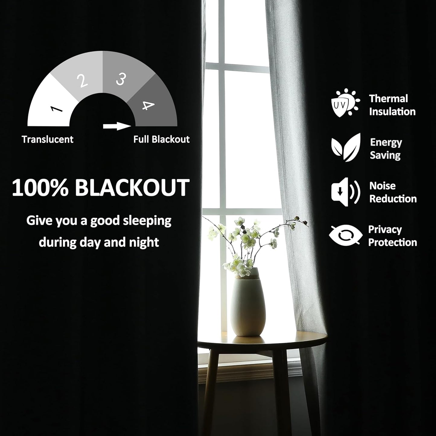 THOOO 100% Blackout Curtains - Natural Linen Texture | 84-Inch Thermal Insulated Grommet Panels in Sage Green for Bedroom & Nursery
