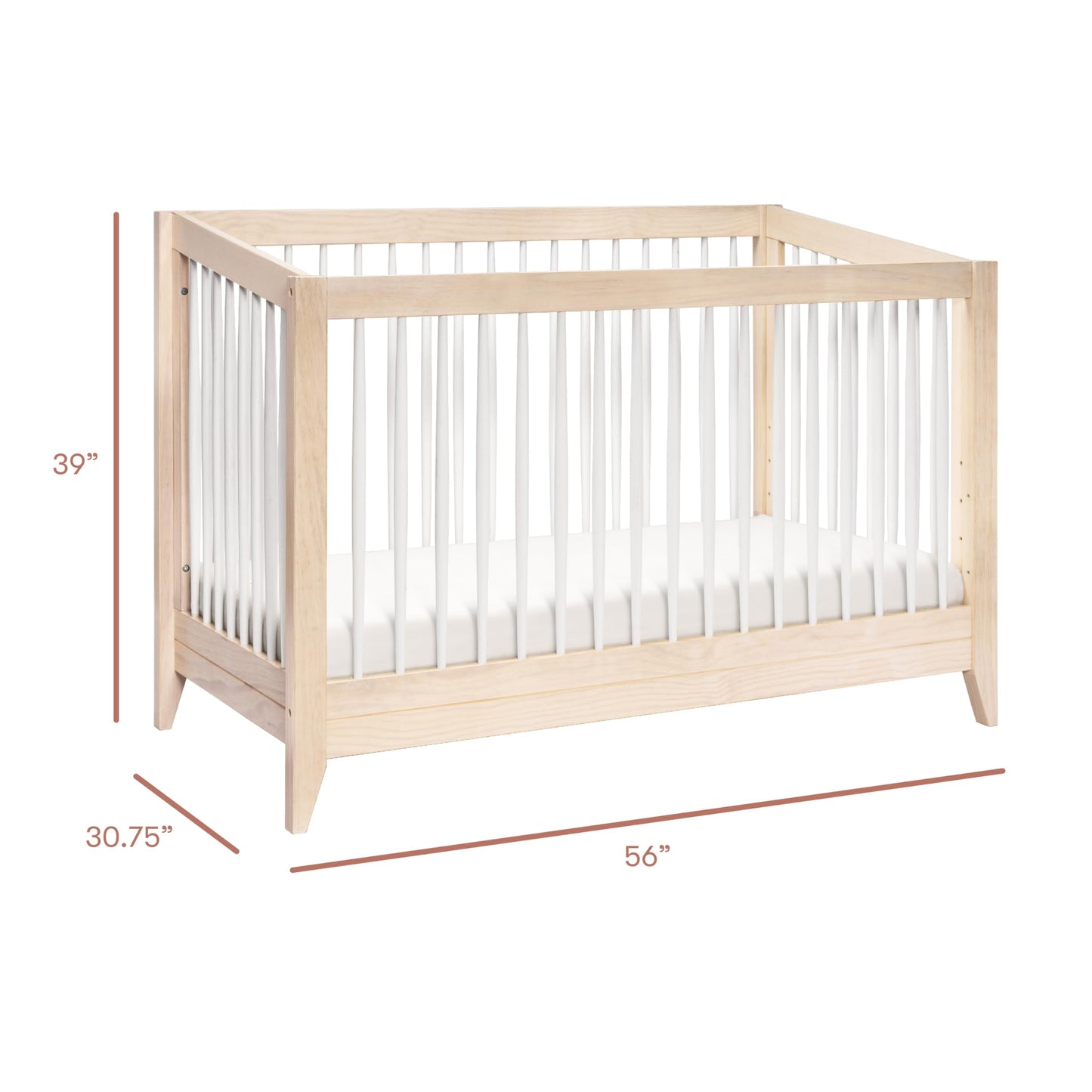 Babyletto Sprout 4-in-1 Convertible Crib with Toddler Bed Conversion Kit in Washed Natural and White, Greenguard Gold Certified