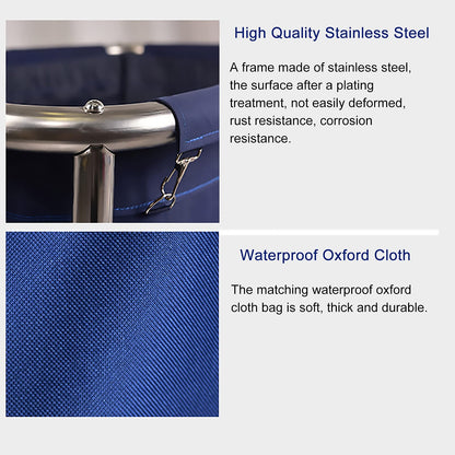 Movable Hotel Linen Cart Laundry Sorter Trolley with Removable Washable Bag Stainless Steel Frames Blue 90X65X80Cm (Blue 90X65X80Cm)