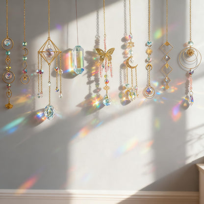 DIY Crystal Suncatcher Kit with Wind Chime/2pcs Large Prism,Dream Catchers Arts and Crafts Kits for Adults Hobbies,Sun Catchers Beads with Butterfly for Indoor Window Hanging Outdoor Decor Gifts