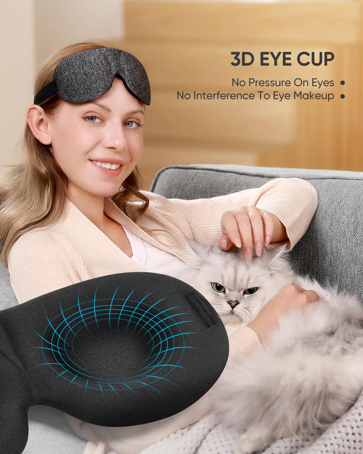 LKY DIGITAL Sleep Mask for Side Sleeper 3 Pack, Blackout 3D Eye Mask for Sleeping, Night Blindfold for Men Women