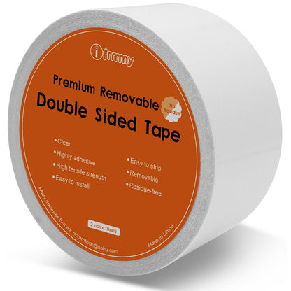 i frmmy Removable Clear Double Sided Sticky Tape- No Residue, 2 Inches x 20 Yards