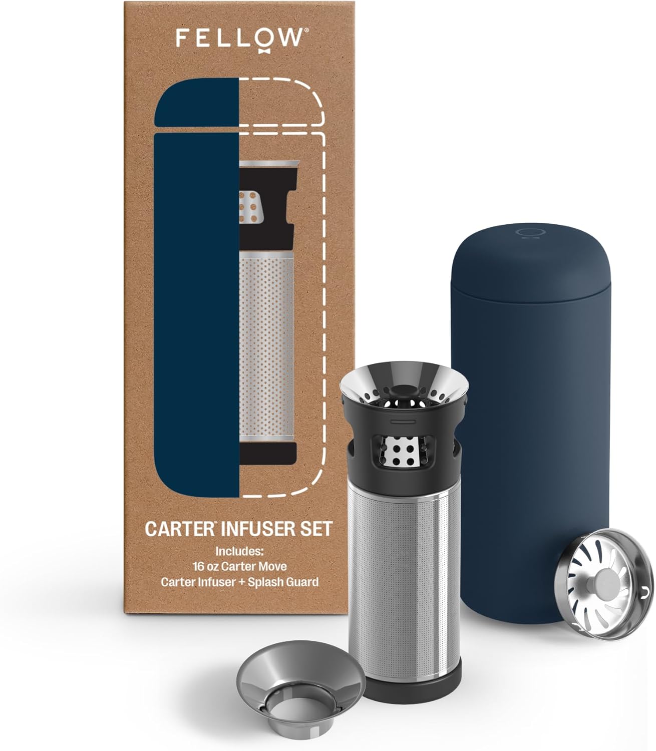 16 oz Set Fellow Carter Tea + Cold Brew Infuser & Carter Move Tumbler - Steep Tea On-The-Go - Vacuum-Insulated