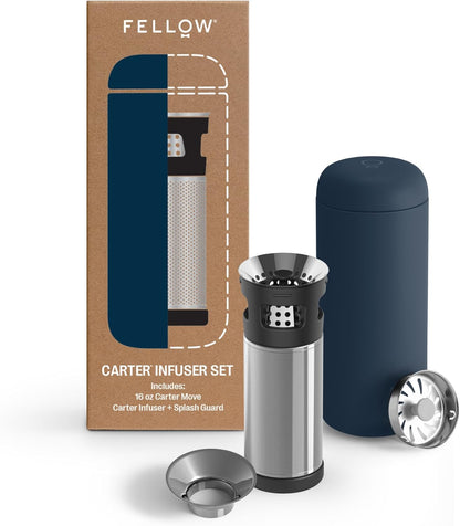 16 oz Set Fellow Carter Tea + Cold Brew Infuser & Carter Move Tumbler - Steep Tea On-The-Go - Vacuum-Insulated