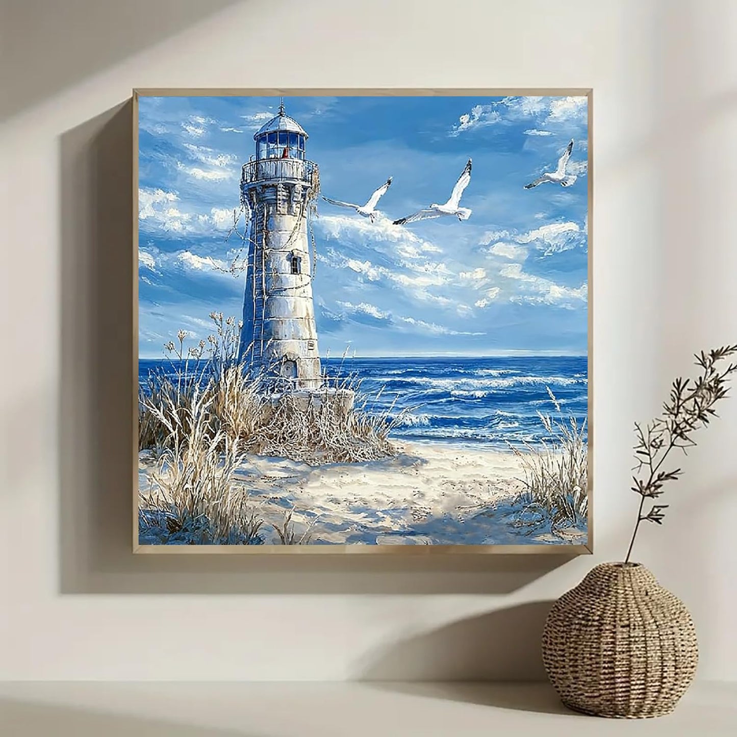 4 Pack Beach Diamond Art Kits for Adults Beginners,Full Round Drill DIY Diamond Painting Kits,Paint by Diamonds Dot Gem Art Crystal Easy,Home Wall Decor&Gift-12x12in