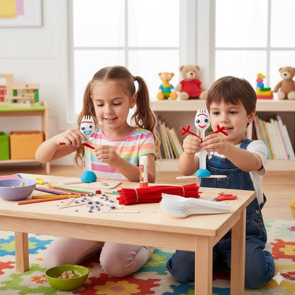 100 Set Fork Creativity Set, Air Dry Clay Plastic Sporks Red Pipe Cleaners Clever Eyes Popsicle Stick,Make Your own Forky