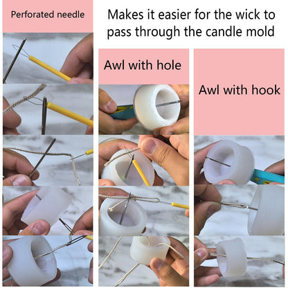 Candle Making Kit for Adults Beginners with Storage Bag, Candle Making Supplies Used for Punching and Inserting Candle Mold Wicks, Candle Making Tools Including Punching Needle with Hook and Large Eye