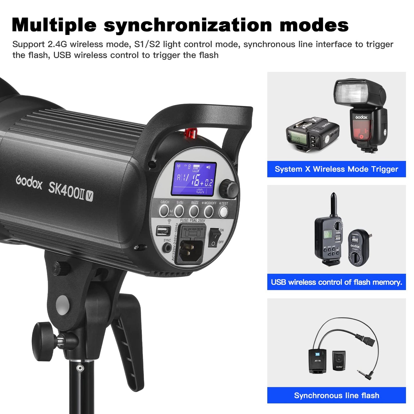 Godox SK400IIV 800W Professional Studio Strobe Flash 2Pack Kit 5700±200K with Standard Reflector,BD-04,Softbox,Umbrella,Light Stand,for Photography 2.4G Wireless X System Bowens Mount