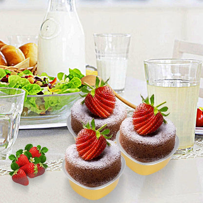 SOUJOY 100 Pieces Heart Shaped Baking Cups, 3.4 oz Aluminum Foil Cake Pan with Lids for Cupcake Ramekin