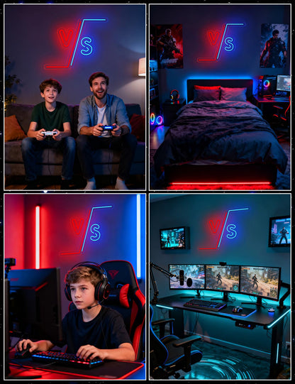 VS Game Neon Sign for Boys Room Decor, Gaming Room Decorations LED Neon Lights Sign for Wall Man Cave Decor, Gifts for Boys, Boyfriend, Gamer (VS)