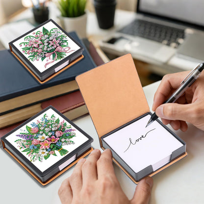 Formeydemi 2 pcs Flower Diamond Painting Kit Note Box,Memo Paper Storage Box Diamond Art,Sticky Note Holder Diamond Art,Diamond Painting Memo Pad For Office Desk. (Flower)