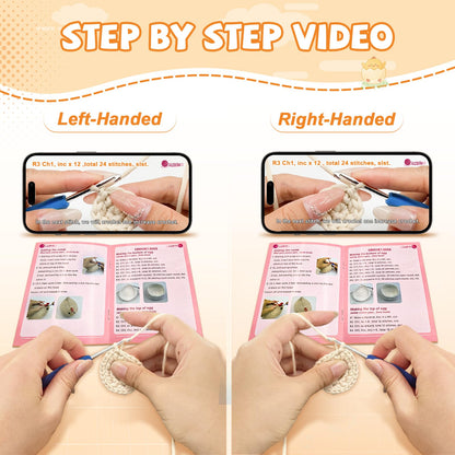SGIBYN Crochet Kit for Beginners with Step-by-Step Video Tutorials, Starter Crochet Chicken Animals Kit for Women Teens, Handcraft Amigurumi Knitting Kits(Chicken Family)