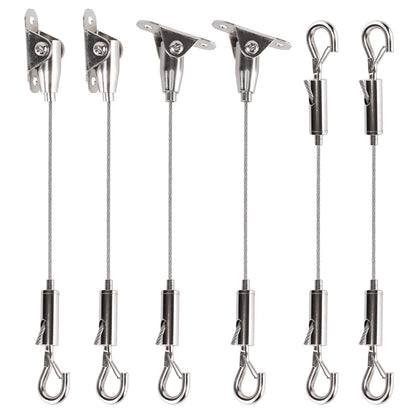 HUYEIOBGD Heavy Duty Picture Hanging Kit with 1.5m Adjustable Stainless Steel Cable, 6-Piece Wire Rope Suspension System for Artwork, Display Signs, Photo Frames, Gallery Walls & Hanging Decorations