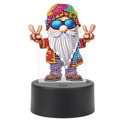 JISHSHAY Diamond Painting Night Light Diamond Art Table Lamp Gem Art LED Lights Gem Painting Desk Lamp Mosaic Kits for Adults DIY Kits for Adults Paint by Numbers with Special Drills Gnome