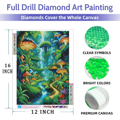 Lovepefe Mushroom Diamond Art Painting Kits for Adults 2 Pack Mushroom Forest Diamond Painting Kit Paint with Diamond Kit for Beginners DIY Full Drill Gem Art Home Wall Decor 12 X 16 Inch