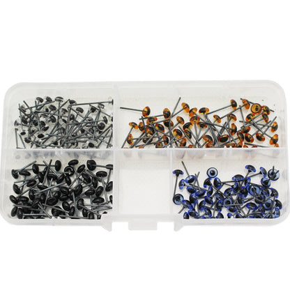 200pcs Mini Glass Black/Blue/Amber/Clear Eyes Kits for Teddy Puppets Dolls Wool Felting Crafts