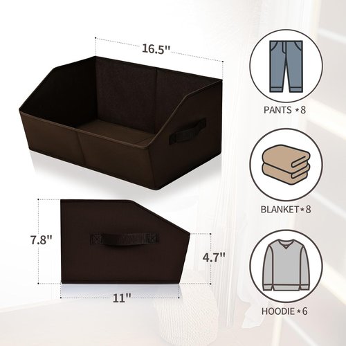 Homsorout Trapezoid Closet Storage Bins - Large Fabric Organizing Baskets for Home | 6 Pack, Brown