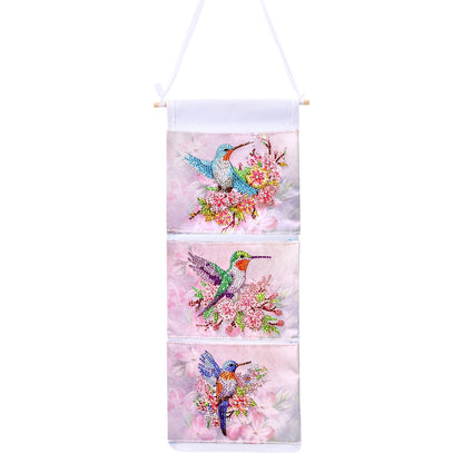 LSQFS 3-Pocket Diamond Painting Storage Bag, Over-Door Canvas Organizer. Wall-Mount Pouch for Adults, Bedroom/Bathroom/Kitchen use. Stores Diamond Art Tools & Small Items, Tidy Home Decor.