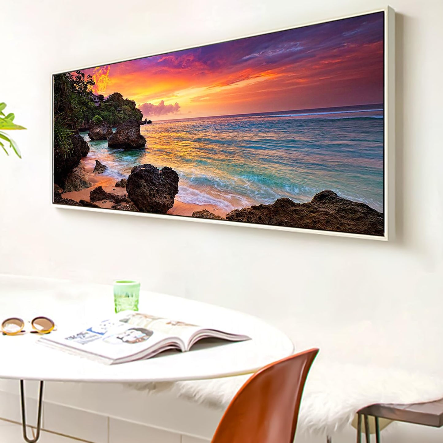 JATOK Large Diamond Painting Kits for Adults (35.5x15.7in), Seaside Sunrise Full Round Drill Diamond Arts, Paint by Diamonds Kits Craft Canvas Perfect for Home Wall Decoration and Relaxation