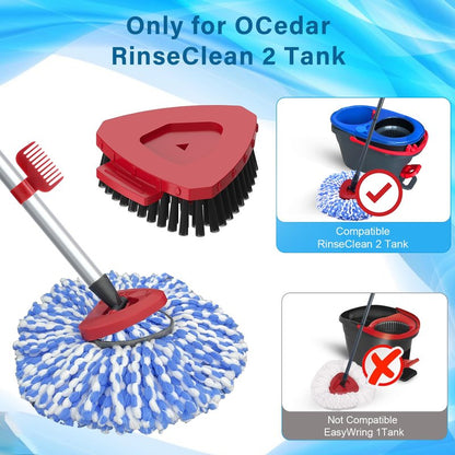 Fatmass Spin Mop Head and Brush Replacement Compatible with O Cedar EasyWring 1-Tank System, 4 Mop Replace Heads, 1 Handle, 1 Base and 1 Scrub Brush Combo Set