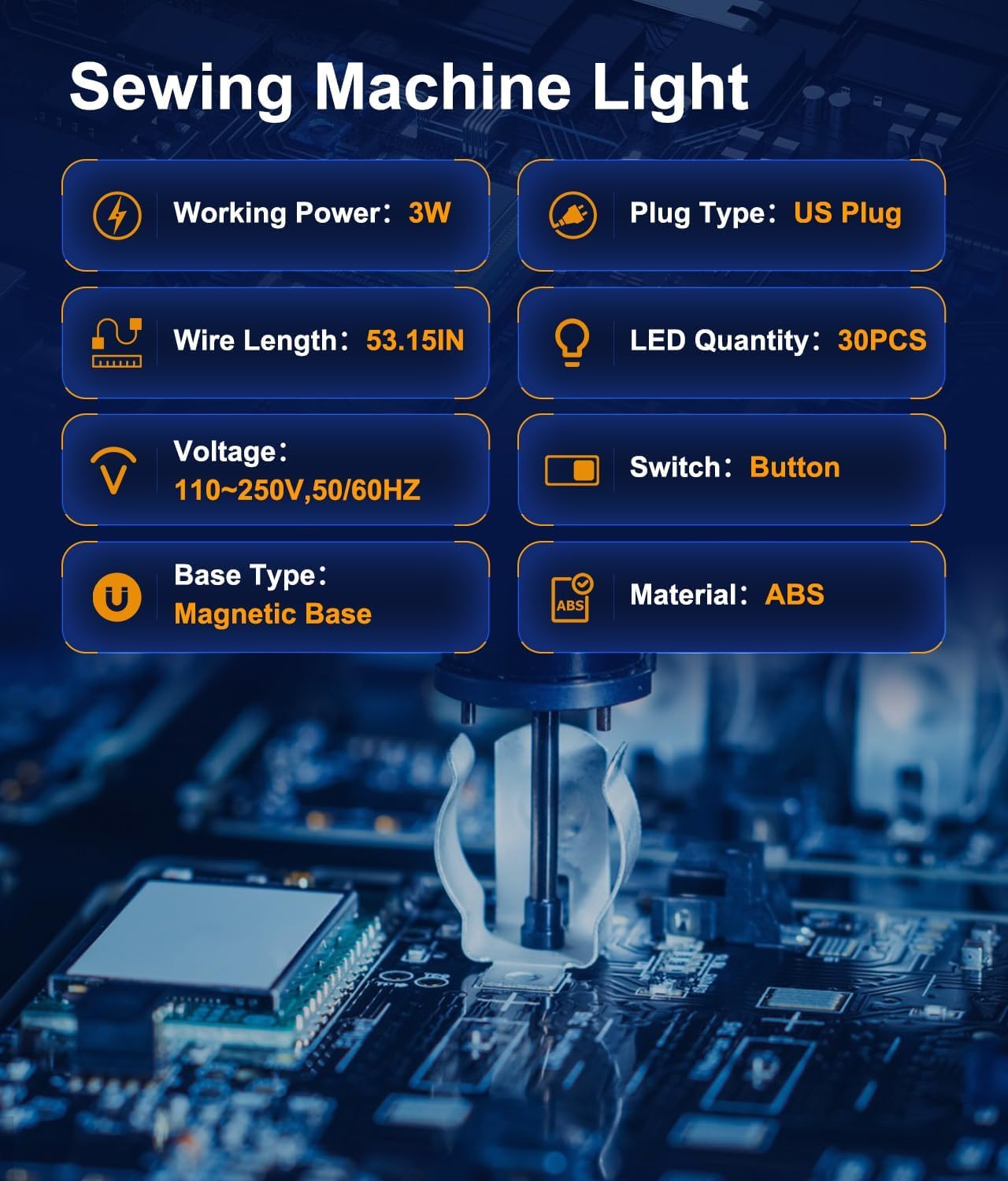 Weftnom 30 LED Sewing Machine Light, Portable Flexible Gooseneck Work Light with Magnetic Mount for Janome, Singer, Brother, Drill Presses, Desks, Crafts, Workbenches, and Lathes
