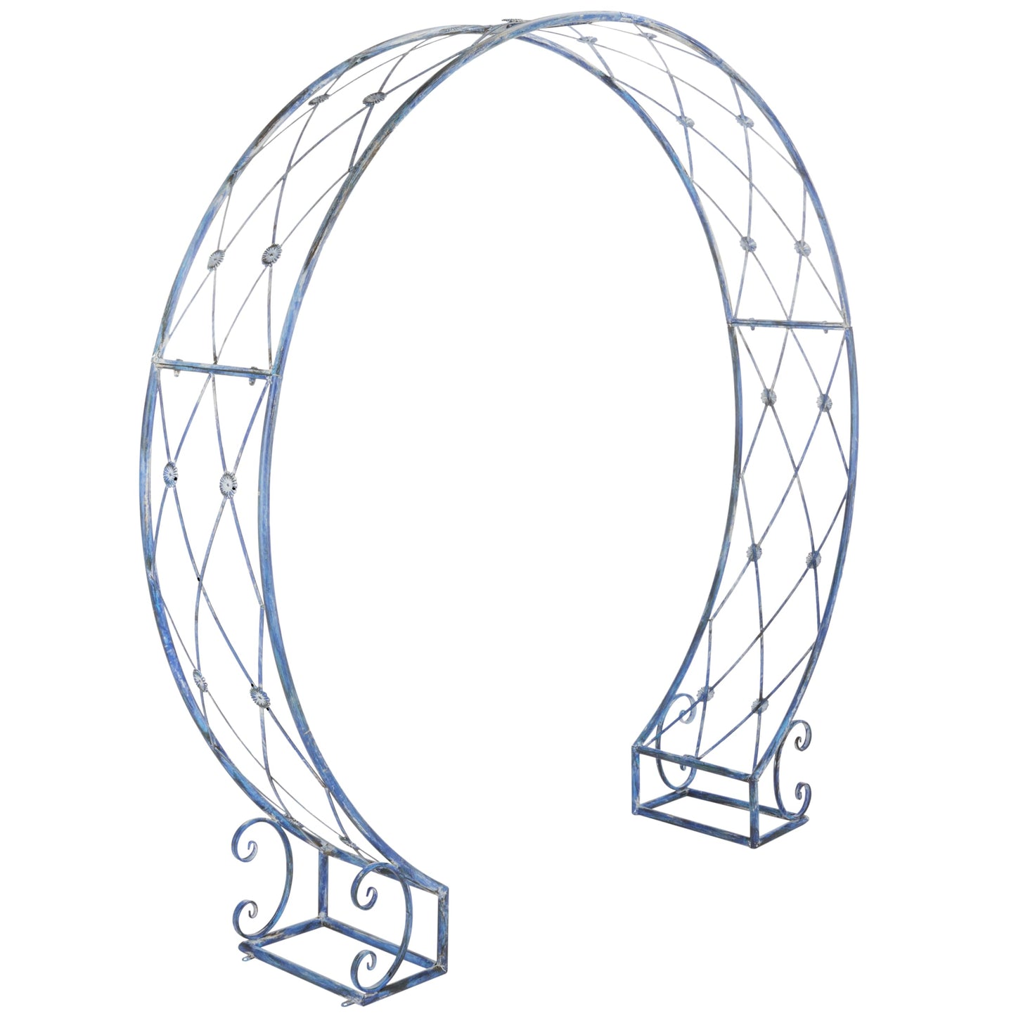 SAFAVIEH Outdoor - Mizell Iron Moon Gateway Garden Arbor - Mossy Blue Iron Metal - Architectural Circular Gateway Design - Ideal for Garden, Yard, Patio, Entryway, 80" W x 17" D x 83.4" H (PAT5036C)