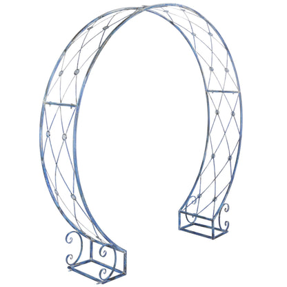 SAFAVIEH Outdoor - Mizell Iron Moon Gateway Garden Arbor - Mossy Blue Iron Metal - Architectural Circular Gateway Design - Ideal for Garden, Yard, Patio, Entryway, 80" W x 17" D x 83.4" H (PAT5036C)
