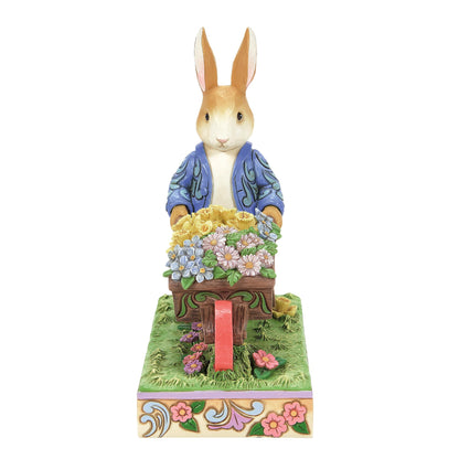 Enesco Beatrix Potter by Jim Shore Peter Rabbit with Wheelbarrow of Flowers Figurine, 6.3 Inch, Multicolor