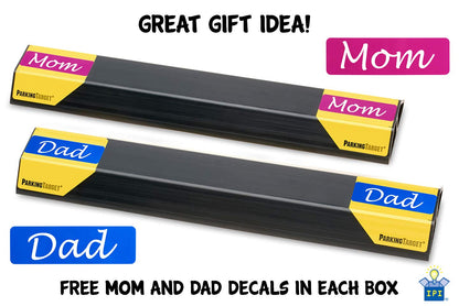 PARKING TARGET 1-Pack: 3 Tape Pieces - 3 x 16 Double-Sided Foam Tape Replacement Strips - Great for Household Projects and Crafts - Mom & Dad and USA Decals Included