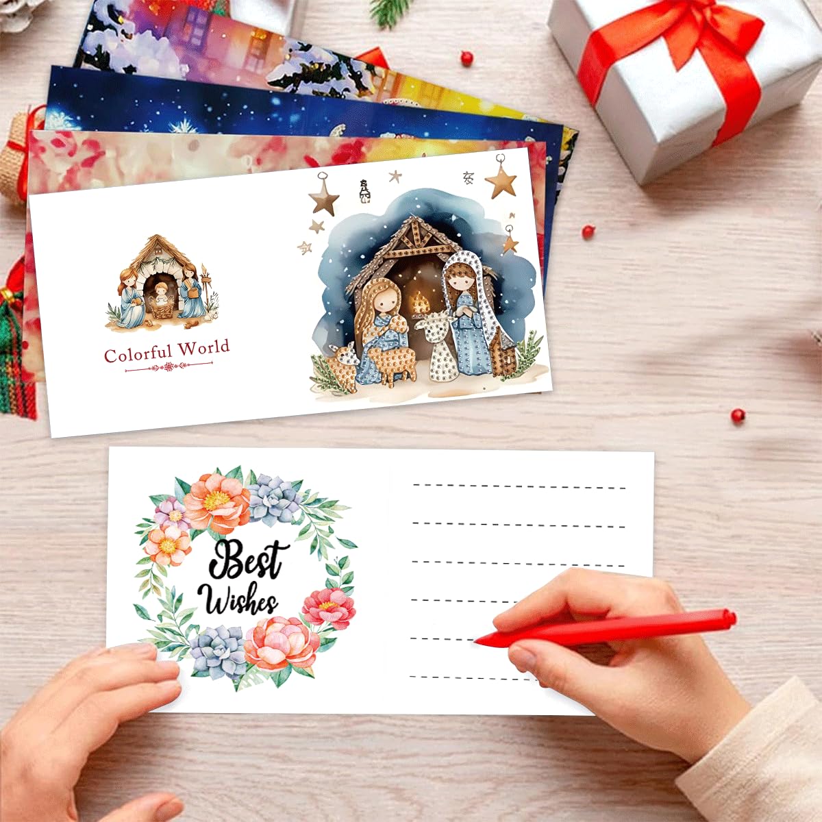 LSQFS 6Pcs Diamond Painting Greeting Cards Kits for Adults, 5.9"x 11.81" DIY Foldable Cards with Envelopes & Diamond Art Tools, Creative Diamond Art for Birthday Holiday Blessing