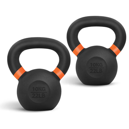 Yes4All Powder Coated Kettlebell, Cast Iron Core Kettlebells with Non-Slip Handle & Flat Bottom for Conditioning, Heavy Duty for Strength Training, 9lb to 71lb - Single & Pair