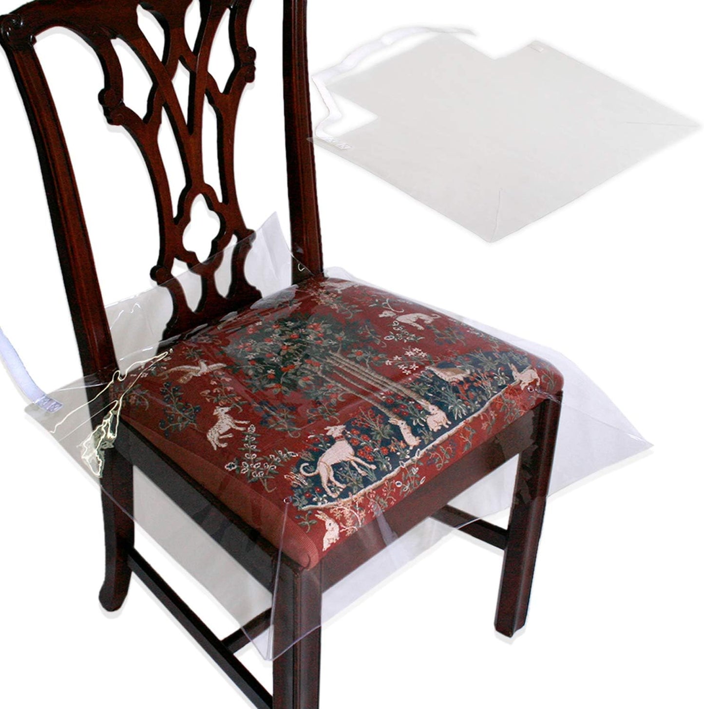 LAMINET Deluxe Heavy-Duty Waterproof Chair Seat Protector - Removable Crystal-Clear Plastic Adjustable, Fits Up to 21