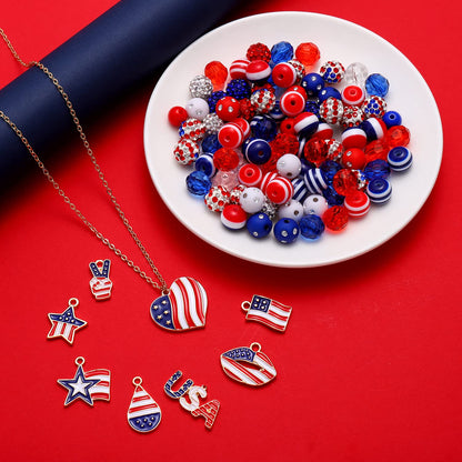 CEALXHENY 1050PCS+ American Flag Charms 4th of July Patriotic Beads for Jewelry Making Independence Day Star Heart Pendants for Necklace Earring Bracelet Making DIY Crafts Festive Decorations