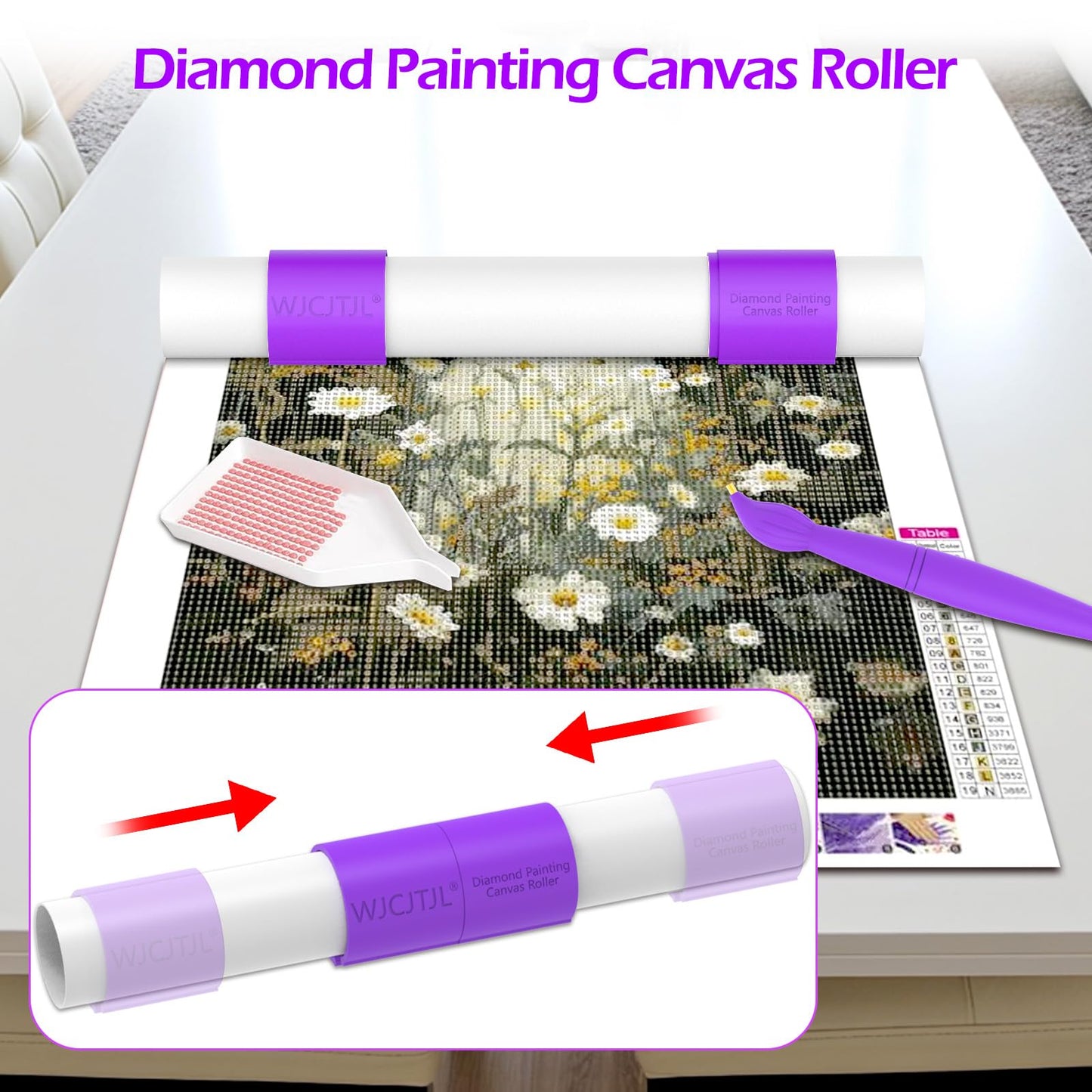 Diamond Painting Canvas Roll Holder – Anti-Roll Canvas Ring Organizer for Diamond Art Kits for Adults – Diamond Painting Art Accessories, Tool for Enhanced Diamond Painting Experience (Purple)