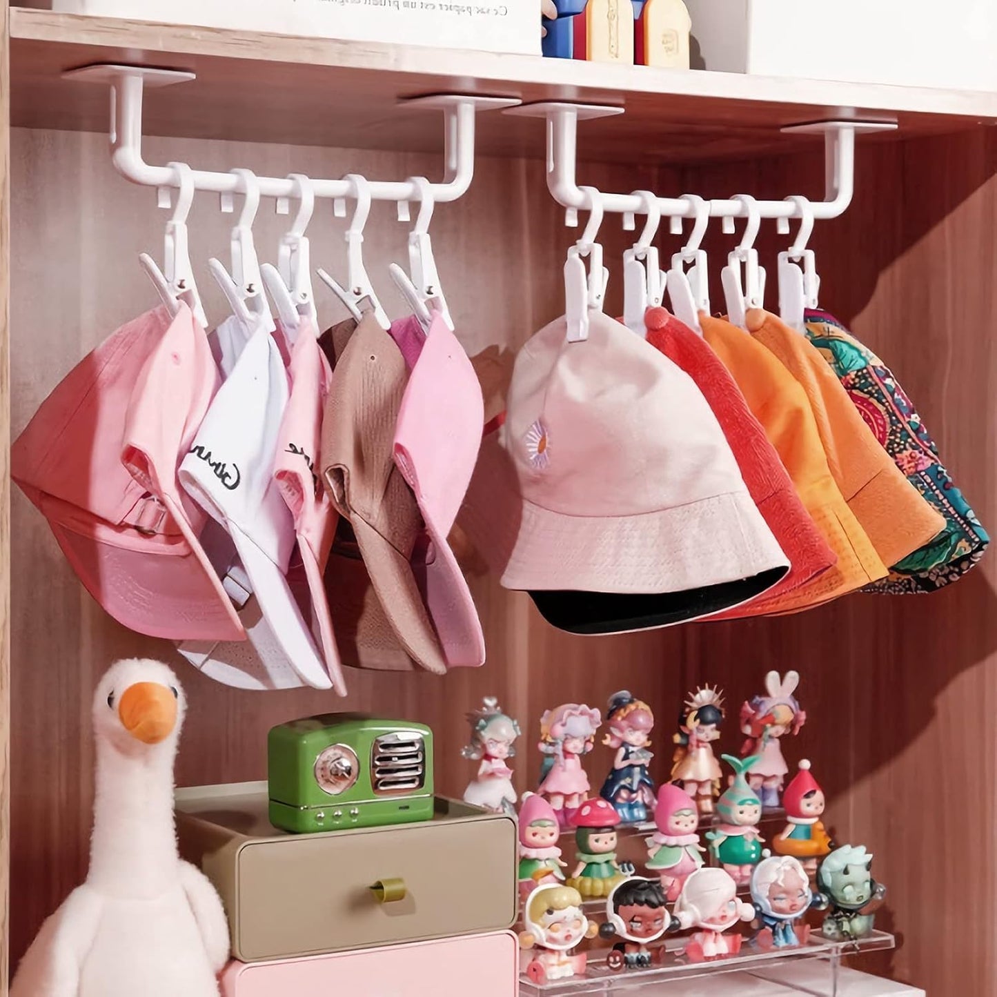 Adhesive Hat Rack for Baseball Caps, Wall Hat Hooks Organizer, No Drilling Strong Holder for Closet, Office (Grey, 1