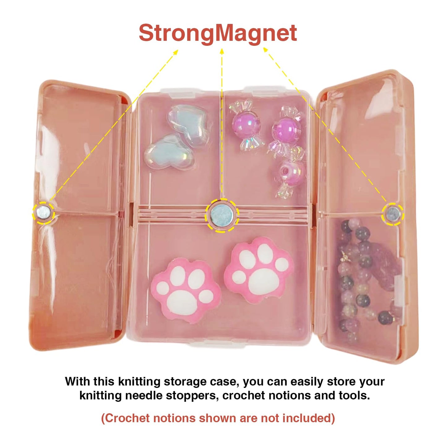 Knitting Crochet Notions Case Foldable Magnetic Storage Organizer with 7 Compartments Portable Notion Organizer for Crochet Hooks Stitch Markers Knitting Accessories and Small Craft Supplies