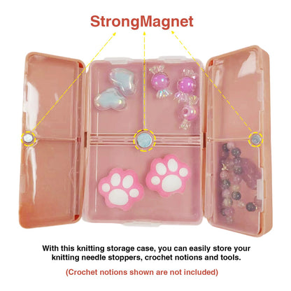 Knitting Crochet Notions Case Foldable Magnetic Storage Organizer with 7 Compartments Portable Notion Organizer for Crochet Hooks Stitch Markers Knitting Accessories and Small Craft Supplies